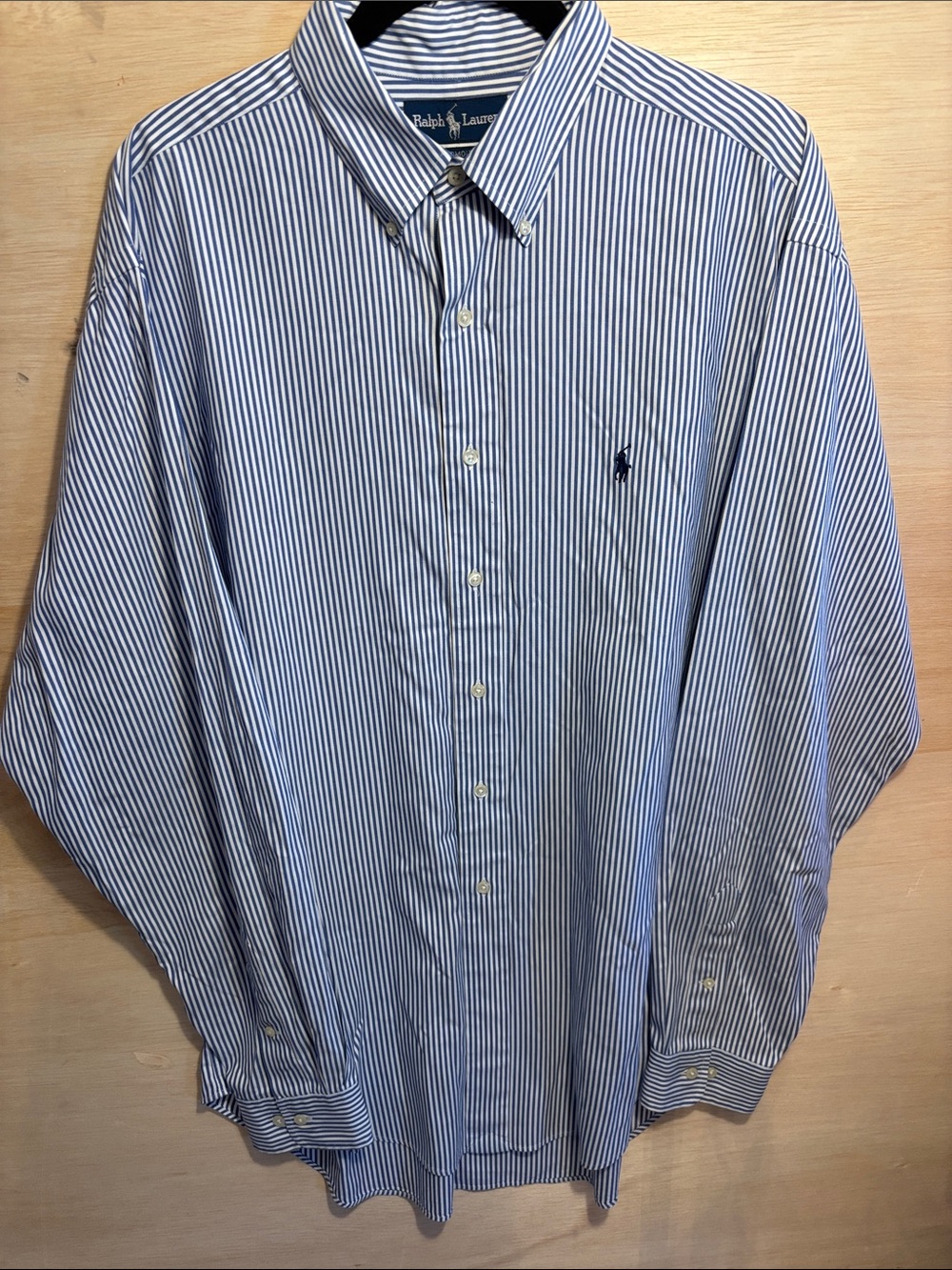Ralph Lauren Men’s Navy and White Pinstripe Button-Down Shirt, Yarmouth